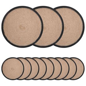 vidaXL Placemets en jute 12 pc Naturel et noir 100 % jute Tossa