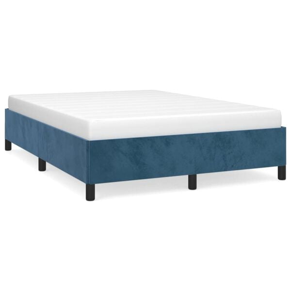 vidaXL Cadre de lit sans matelas bleu fonc&eacute; 140x200 cm velours