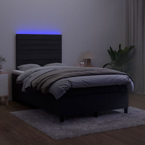 vidaXL Sommier &agrave; lattes de lit et matelas LED noir 120x190 cm velours