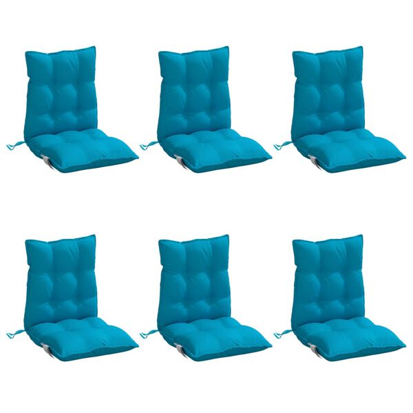 vidaXL Coussins de chaise &agrave; dossier bas lot de 6 bleu clair