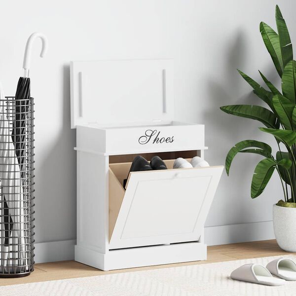 vidaXL Armoire &agrave; chaussures Blanc 50 x 28 x 58 cm Bois de Paulownia