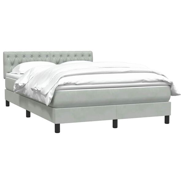 vidaXL Sommier &agrave; lattes de lit et matelas gris clair 160x220cm velours