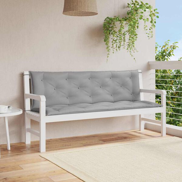 vidaXL Coussin de banc de jardin gris 150x(50+50)x7 cm tissu oxford
