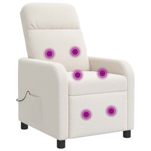 vidaXL Fauteuil de massage inclinable Cr&egrave;me Boucl&eacute;