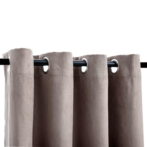 vidaXL Rideaux occultants avec anneaux en m&eacute;tal 2 pcs Taupe 140x245 cm