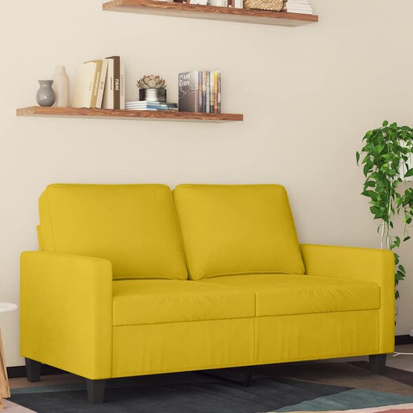 vidaXL Canapé à 2 places Jaune 120 cm Velours