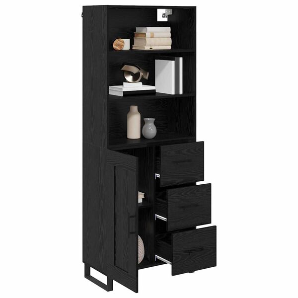 vidaXL Haut Armoire Ch&ecirc;ne noir 69,5 x 34 x 180 cm Bois d'ing&eacute;nierie