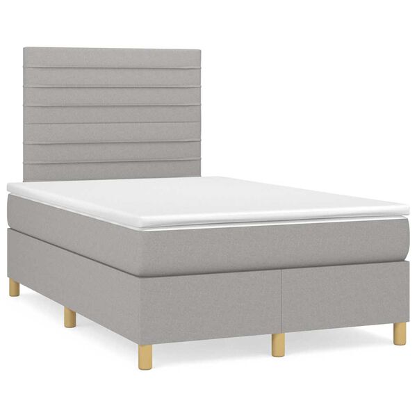 vidaXL Sommier &agrave; lattes de lit matelas LED gris clair 120x190 cm tissu