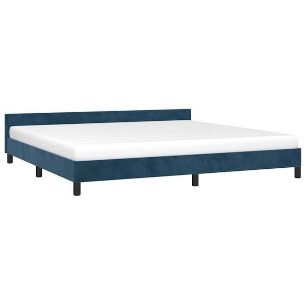 vidaXL Cadre de lit sans matelas bleu fonc&eacute; 200x200 cm velours