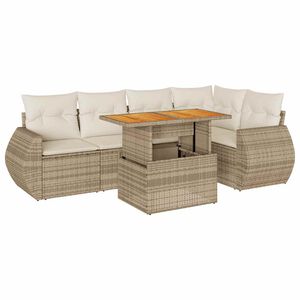 vidaXL Salon de jardin avec coussins 6 pcs beige r&eacute;sine tress&eacute;e