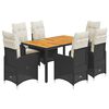 vidaXL Ensemble de bistro de jardin 7 pcs coussins noir poly rotin