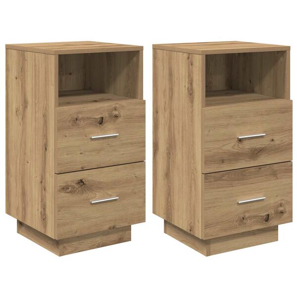 vidaXL Tables de chevet 2 pcs et 2 tiroirs ch&ecirc;ne artisanal 36x36x68 cm
