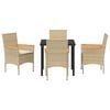 vidaXL Ensemble de salle &agrave; manger pour jardin 5 pc Beige polyrotin
