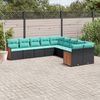 vidaXL Salon de jardin 10 pcs avec coussins noir r&eacute;sine tress&eacute;e