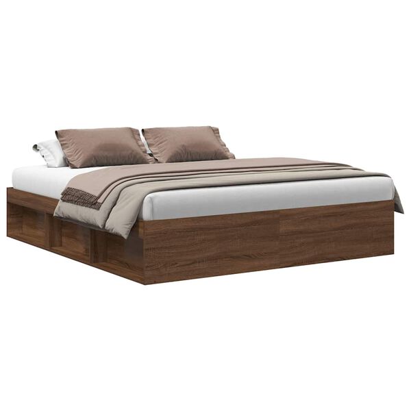 vidaXL Cadre de lit sans matelas ch&ecirc;ne marron 200x200 cm