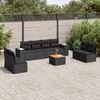 vidaXL Salon de jardin 9 pcs avec coussins noir r&eacute;sine tress&eacute;e