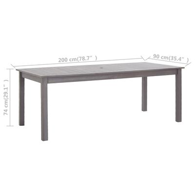 vidaXL Table de jardin Délavage gris 200x90x74 cm Bois d'acacia massif