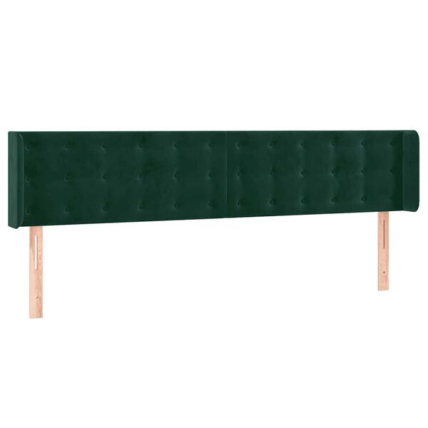 vidaXL T&ecirc;te de lit &agrave; LED Vert fonc&eacute; 163x16x78/88 cm Velours