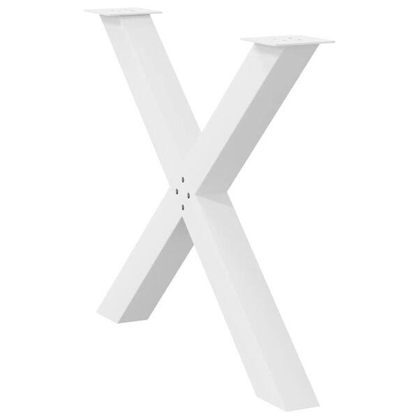 vidaXL Pieds de table &agrave; manger en forme de X, 2 pi&egrave;ces, blanc, 90 x (72-73) cm, acier