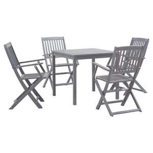 vidaXL Ensemble &agrave; manger de jardin 5 pcs Bois d'acacia massif Gris