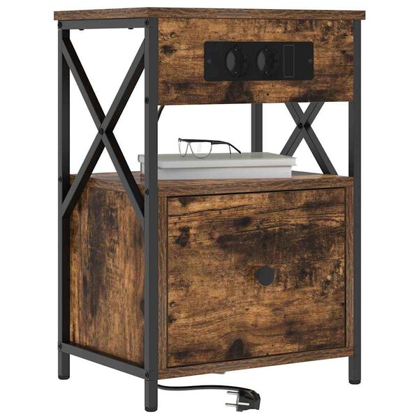 vidaXL Cabinet de chevet Ch&ecirc;ne fum&eacute; 40 x 31 x 60 cm Bois d'ing&eacute;nierie