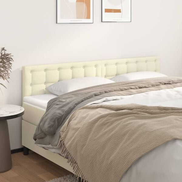 vidaXL T&ecirc;tes de lit Cr&egrave;me 200x5x78/88 cm Similicuir