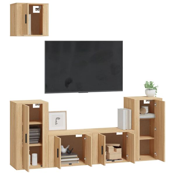 vidaXL Ensemble de meubles TV 5 pcs Ch&ecirc;ne sonoma Bois d'ing&eacute;nierie