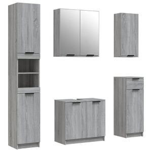 vidaXL Meubles de salle de bain 5 pcs Sonoma gris Bois d'ing&eacute;nierie
