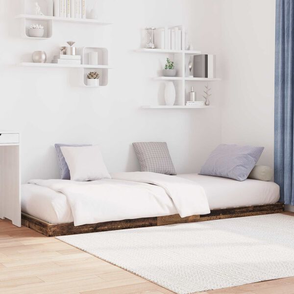 vidaXL Cadre de lit sur&eacute;lev&eacute; Bois ancien 100 x 200 cm