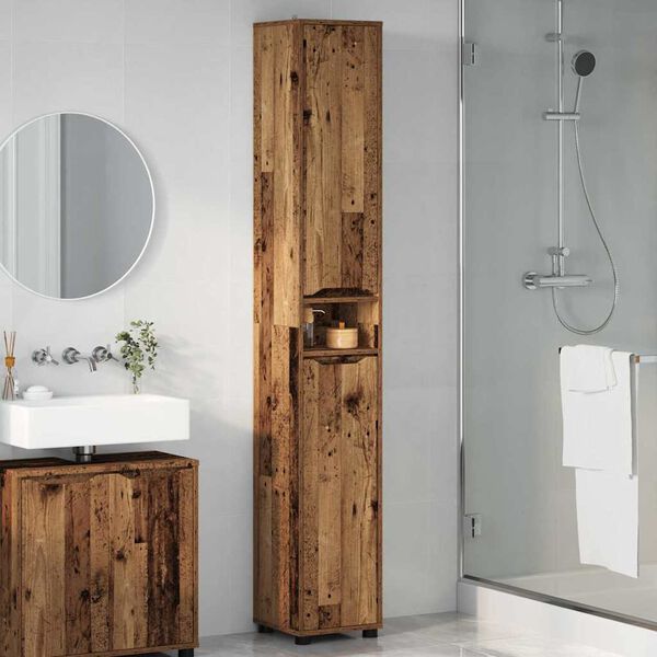 vidaXL Cabinet de salle de bain Bois Ancien 30,5 x 30 x 195 cm