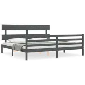 vidaXL Cadre de lit sans matelas gris 200x200 cm bois massif