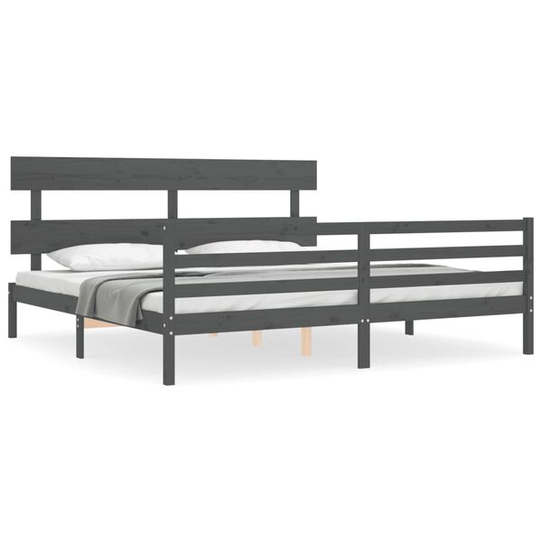vidaXL Cadre de lit sans matelas gris 200x200 cm bois massif