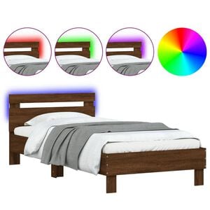 vidaXL Cadre de lit sans matelas avec lumi&egrave;res LED 100x200 cm