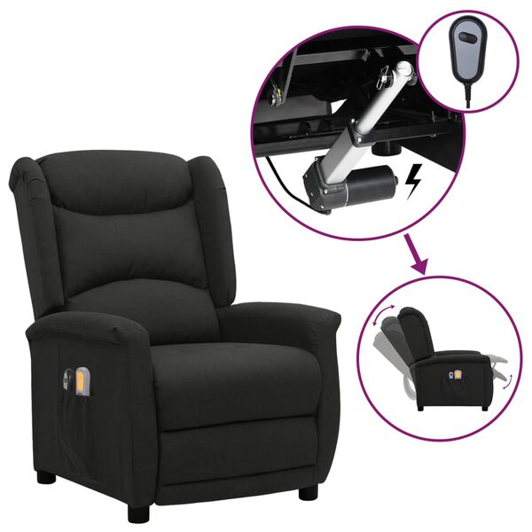 vidaXL Fauteuil électrique de massage Noir Tissu