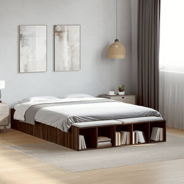 vidaXL Cadre de lit sans matelas ch&ecirc;ne marron 135x190 cm