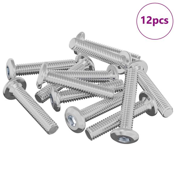 vidaXL Vis &agrave; T&ecirc;te Bloqu&eacute;e 12 pcs Argent&eacute; M6 x 35 mm Acier