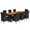 vidaXL Ensemble &agrave; manger de jardin 9pcs coussins noir r&eacute;sine tress&eacute;e