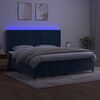 vidaXL Sommier &agrave; lattes de lit matelas et LED Bleu fonc&eacute; 200x200 cm