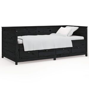vidaXL Lit de jour sans matelas noir 90x200 cm bois de pin massif