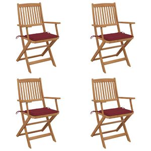 vidaXL Chaises pliantes 4 pi&egrave;ces avec coussins en bois d'acacia massif