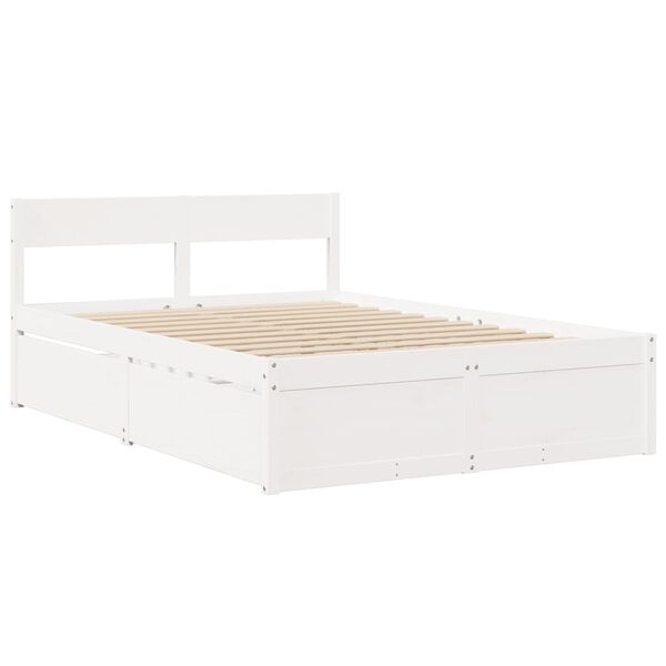 vidaXL Cadre de lit sans matelas blanc 135x190 cm bois de pin massif