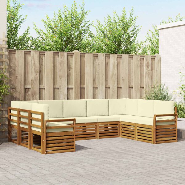 vidaXL Ensemble de canap&eacute; d'angle avec coussin 9 pcs Naturel et Cr&egrave;me
