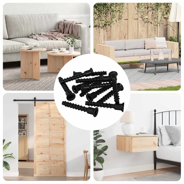 vidaXL Vis &agrave; t&ecirc;te de capuchon &agrave; douille 3072 pcs Noir 7 x 40 mm Fer