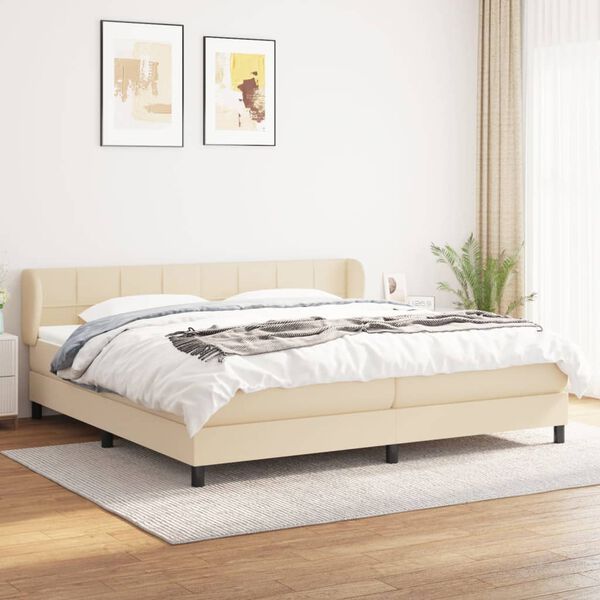 vidaXL Sommier à lattes de lit avec matelas Crème 200x200 cm Tissu