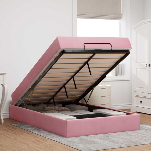 vidaXL Cadre de lit avec matelas avec matelas 2 pcs Rose Velours