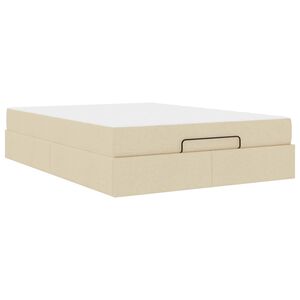 vidaXL Cadre de lit avec matelas avec matelas 2 pcs Cr&egrave;me tissu