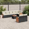 vidaXL Salon de jardin 9 pcs avec coussins noir résine tressée