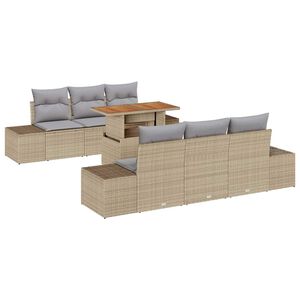 vidaXL Ensemble de canap&eacute; de jardin 7 pc Beige polyrotin