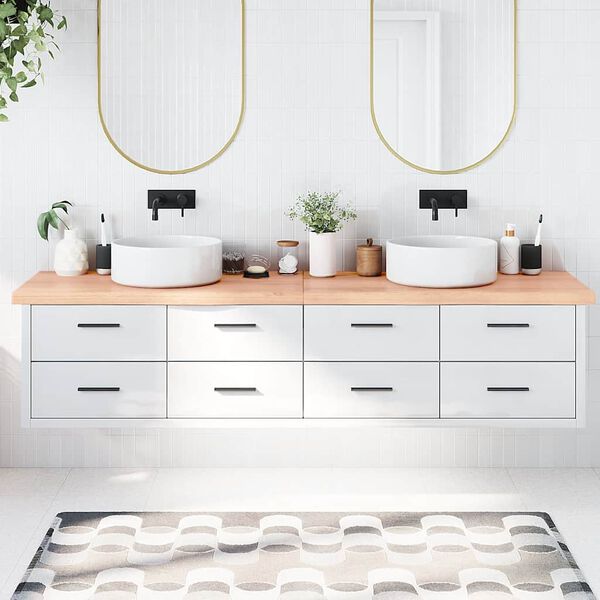 vidaXL Comptoir de salle de bain marron 220x50x(2-6) cm bois trait&eacute;