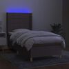 vidaXL Sommier à lattes de lit matelas et LED Taupe 90x190 cm Tissu